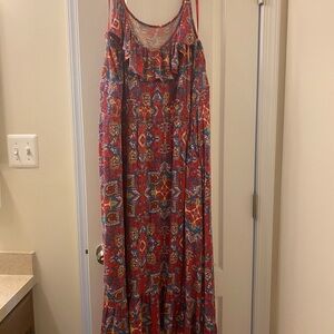 Torrid Blue and Pink Spaghetti Strap Maxi Sundress